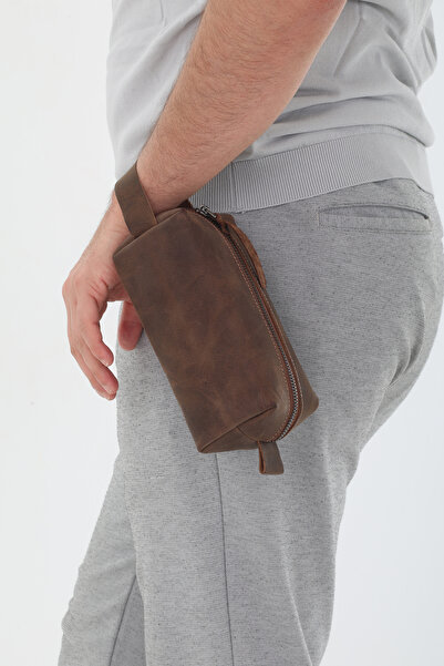 Erzeno Чоловічий портфель з натуральної шкіри, косметичка для гоління та щоденна сумка Dopp Kit