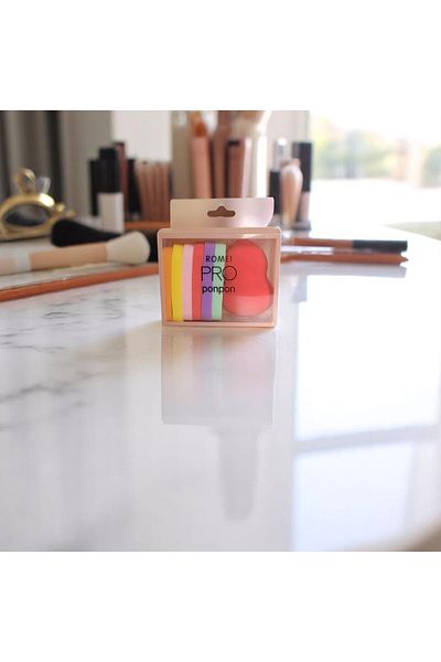 SOSYETEZGAHI Sponge Boxed Sponge Set, Foundation, Concealer, Powder Application Set of 7 Colored