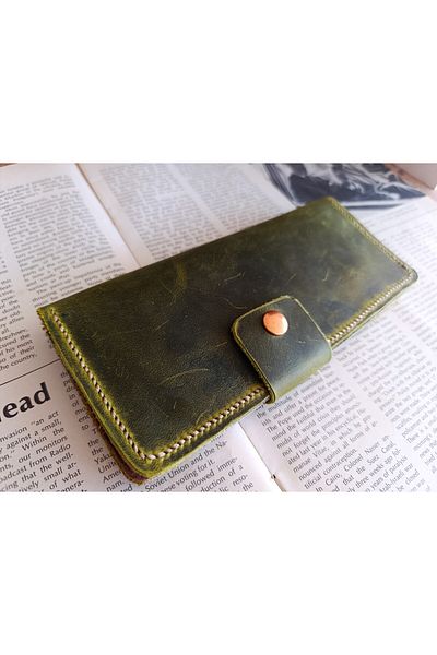 Mahfuz Fully Handmade Real Leather Wallet from Cutting to Sewing 12 Cards 2 Banknote Areas (19.4Cm*8.5Cm) W104