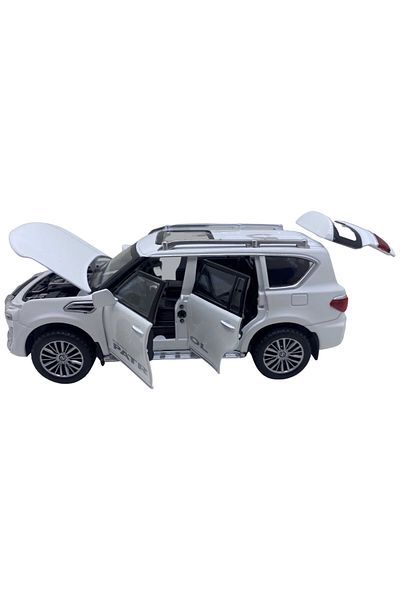 JPT Nissan Patrol white metal model car with sound, lights, spring 1:32