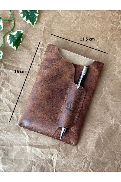 ALESTA LEATHER (We Write the Name) Notebook Case / Notebook & Pen Gift - Handmade Genuine Leather