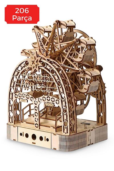 ALGWOOD Wooden Ferris Wheel Model 206 Pieces - Laser Cut Mechanical 3D Wooden Hobby Puzzle Kit