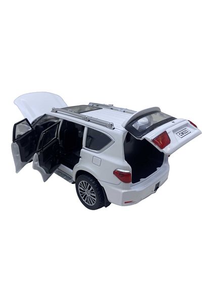 JPT Nissan Patrol white metal model car with sound, lights, spring 1:32