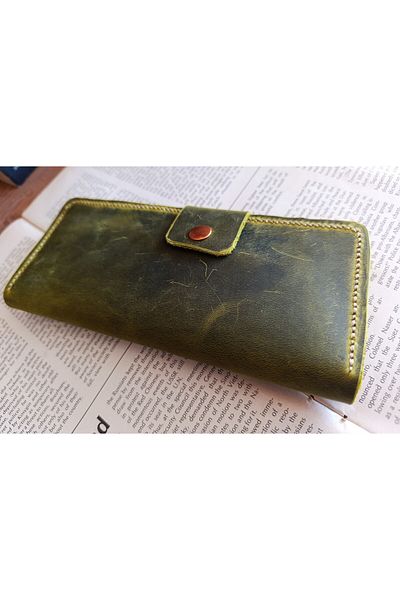 Mahfuz Fully Handmade Real Leather Wallet from Cutting to Sewing 12 Cards 2 Banknote Areas (19.4Cm*8.5Cm) W104
