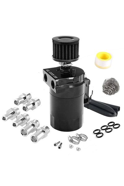Choice black Car Baffled Oil Catch Can Reservoir Tank with Air Filter Breather Baffled Aluminum Fittings Oi