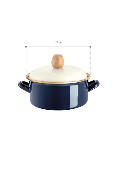 Madame Coco Bonneville Enamel Pot 16 cm Dark Blue Induction Compatible Stylish and Durable Design