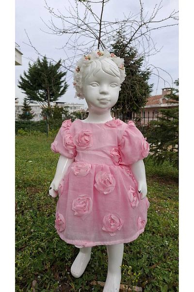 İLALKİDS Baby Girl Child Birthday Party Feast Special Day Wedding Bow Detailed Lined Rose Dress