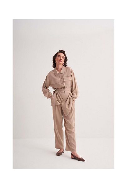 Marcha 25Y10682 Suit Tunic Trousers Pocket Detailed Beige