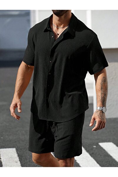 YNGMENCLASS Breathe Textured Comfortable Shorts Shirt Set
