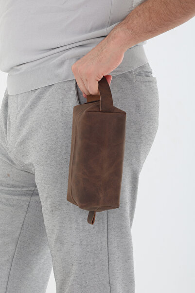 Erzeno Чоловічий портфель з натуральної шкіри, косметичка для гоління та щоденна сумка Dopp Kit