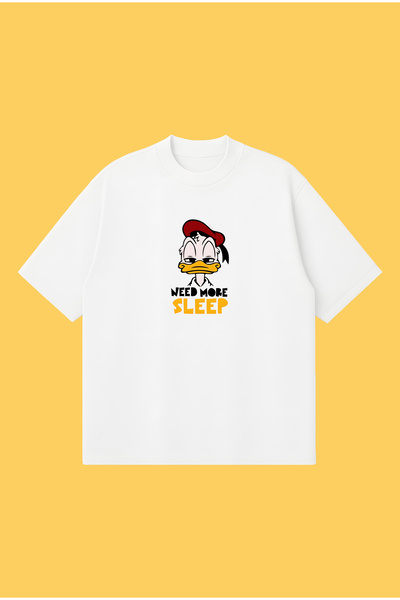 PURE POWER Сънлив Доналд Дък Boxy Fit Oversized Unisex тениска – Тениска с пр...