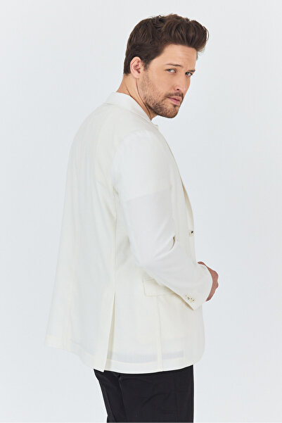 Frappoli Ανδρικό αθλητικό μπουφάν Zevos από λινό εκρού με μίξη χωρίς επένδυση