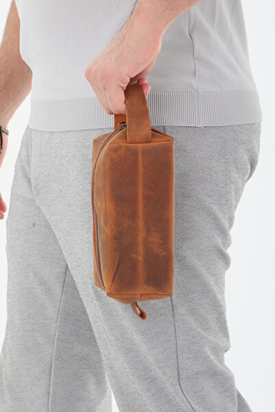 Erzeno Чоловічий портфель з натуральної шкіри, косметичка для гоління та щоденна сумка Dopp Kit