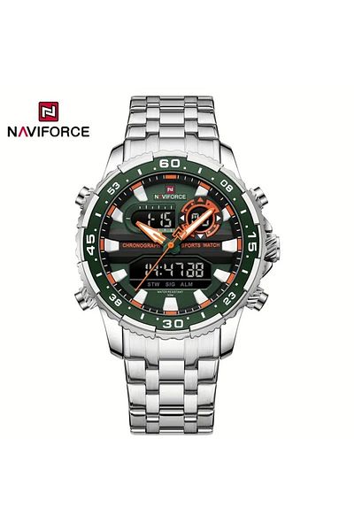 Naviforce 9234 Silver Green Digital watch for men