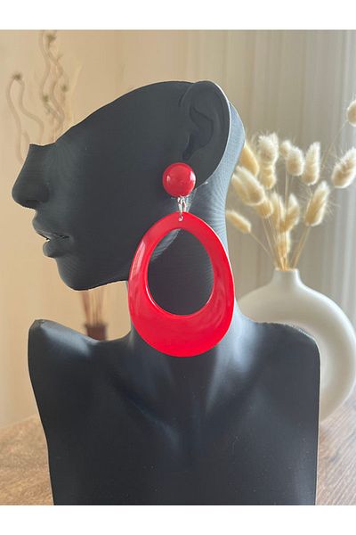 Büyük Hanım Bohemian Style Acrylic Modern Red Earrings
