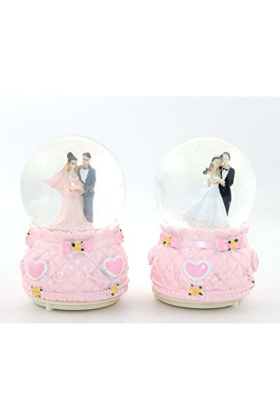 Store Evlilik Temalı Işıklı Müzikli Kar Küresi 13 Cm
