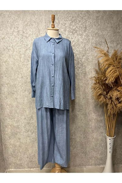 Beray 25Y70065 Suit Tunic Trousers Buttoned Front Blue