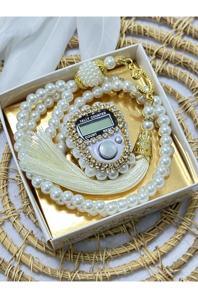 Deniz Elmasları Hediyelik Taşlı Zikirmatik Ve Tesbih Seti Kutulu