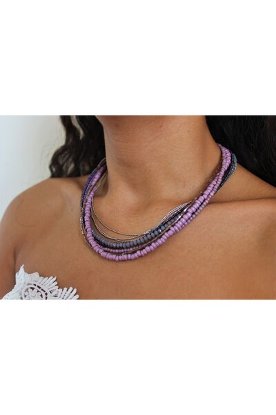 dela otantik Handmade Multi-Row Beaded Authentic Thick Necklace - Ethnic Bohe...