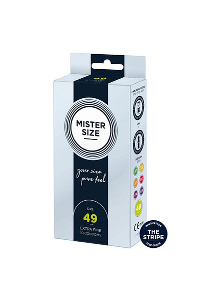 Mister Size Extra Fine Condoms, Perfectly Adapted, Maximum Comfort and Protection, Mister Size 49, 10 pieces