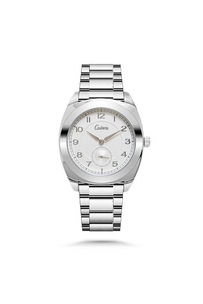 catera Men's watch with white numbers and steel