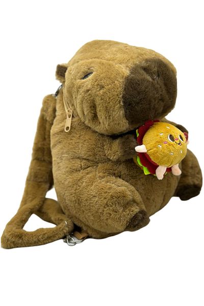 JPT Capybara Plush Backpack with Funny Little Capybara Yummy Hamburger