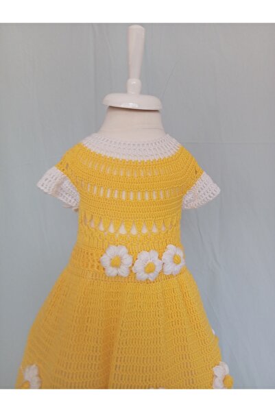 mor tasarım el örgusü kız çoçuk elbisesi