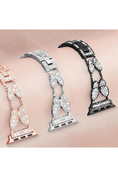 REDz Accessories Κρυστάλλινο λουράκι πεταλούδας για Apple Watch με σχέδιο στρας, μεταλλικό, μαύρο - 38/40/41 mm