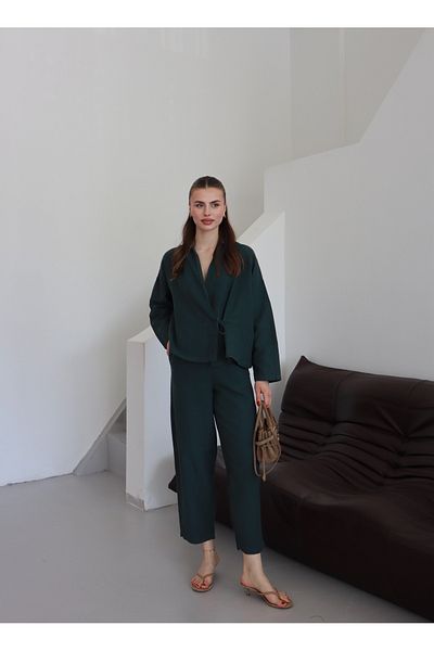 Ekim Store Raw Linen Side Tie Shirt Pants Set