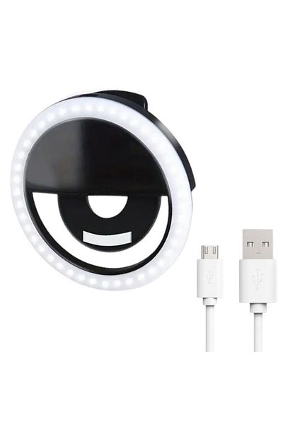 REDz Accessories Inel luminos LED pentru selfie/video/live, clemă pentru telefon, RK-12, negru