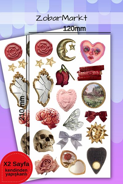 ZobarMarkt ONLINE MARKETING Gothic Romance Sticker Set (Bullet Journal- Agenda - Laptop)