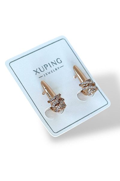 TAKIŞTIR أقراط Xupıng من الفولاذ بتفاصيل حجر ذهبي اللون (زوج)