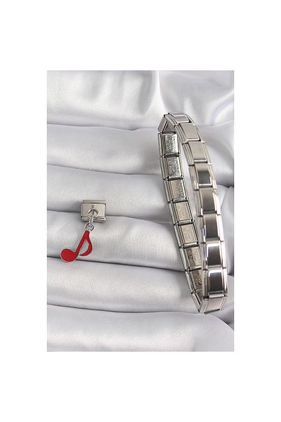 maarketim 316L Steel Silver Color Red Musical Note Model Nomination Charm