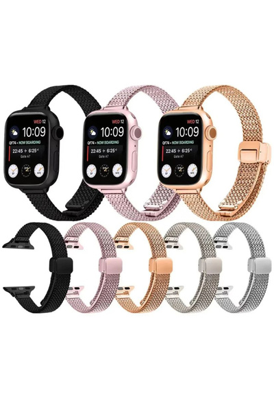 REDz Accessories Λουράκι Milanese Luxury για Apple Watch, Μεταλλικό Ύφασμα, Μαγνητικό, Ροζ - 38/40/41 mm