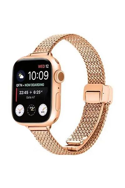 REDz Accessories Milanese Luxury Strap For Apple Watch, Metallic Fabric, Magnetic, Rose-gold - 38/40/41 Mm
