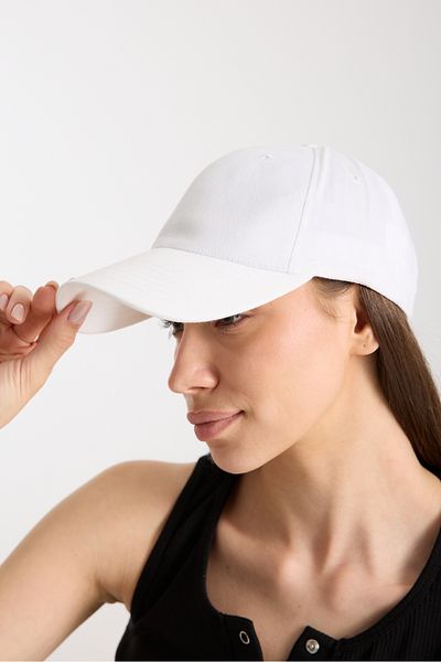 Moda Days Women's White Basic Adjustable Baseball Cap with Velcro Back