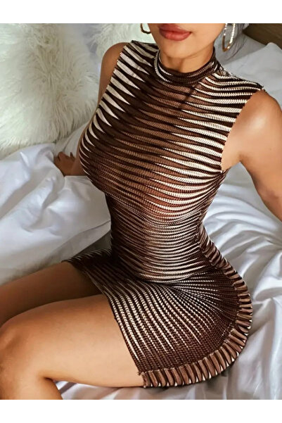 modaserdem Γυναικείο μίνι κορμάκι με μοτίβο μηδενικού μανίκι