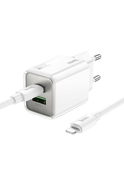 REDz Accessories Set adaptor și cablu Lightning HOCO N46, compatibil cu iPhone, încărcare rapidă 20W, alb