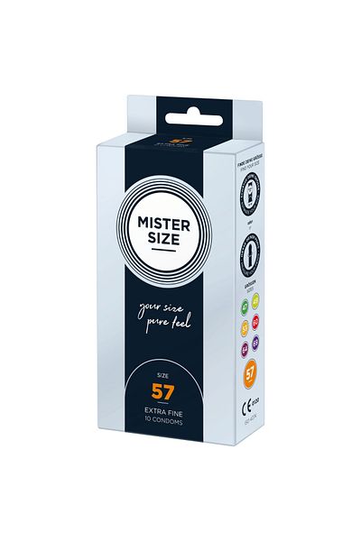 Mister Size Extra Fine Condoms, Perfectly Adapted, Maximum Comfort and Protection, Mister Size 57, 10 pieces