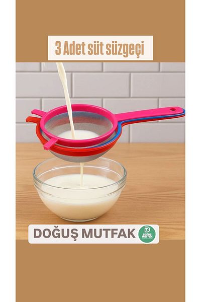 Doğuş Mutfak Plastic Milk Strainer 14-17-20 Cm Strainer Set of 3