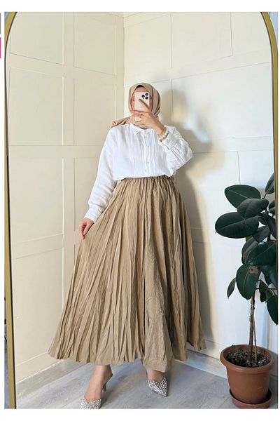 Nura Francy tendință feminină culoare cafea lapte aspect mixt fustă lungă hijab de 100 cm