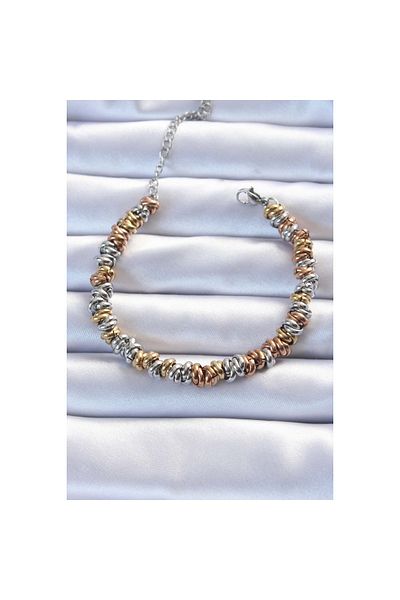 maarketim 316L Steel Mixed Color Interlocking Curved Bracelet