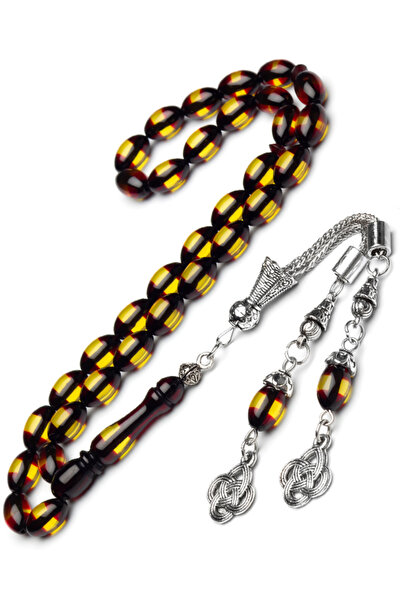 OTTOTESBİH Erkek 7x11mm Turkuaz Sürmeli Kokulu Toz Kehribar Tesbih