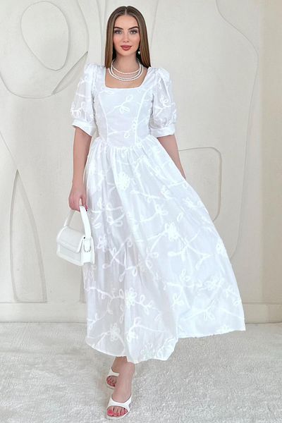 Elbee Fashion Woman Φόρεμα με μπαλόνι με λεπτομέρεια κεντήματος