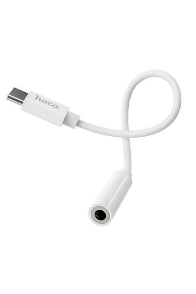 REDz Accessories Adaptor audio USB-C la mufă jack de 3,5 mm, compatibil cu microfonul și comenzile, Hoco LS30, alb