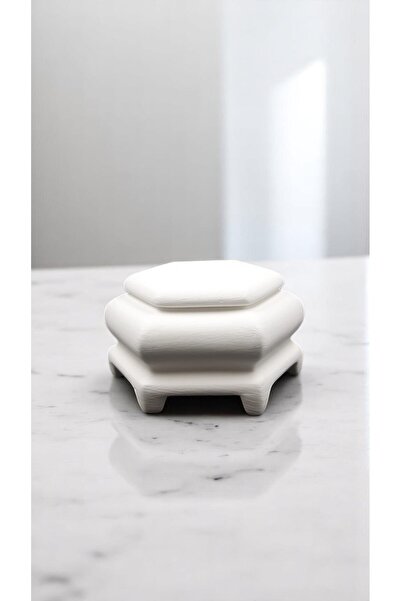 TTSERAMİK Hexagon Jewellery – Ready to Paint Tile Biscuit Jewelry Box |   6 cm Edge, 7 cm Height