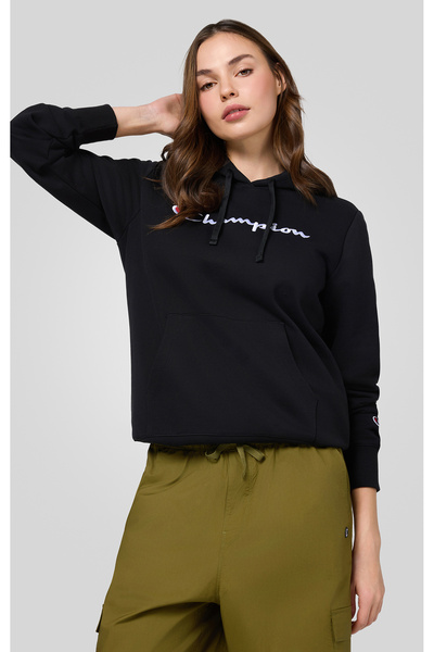 Champion Script Shop Hooded Sweatshirt Siyah Kadın Kapüşonlu Sweatshirt-117669-KK001