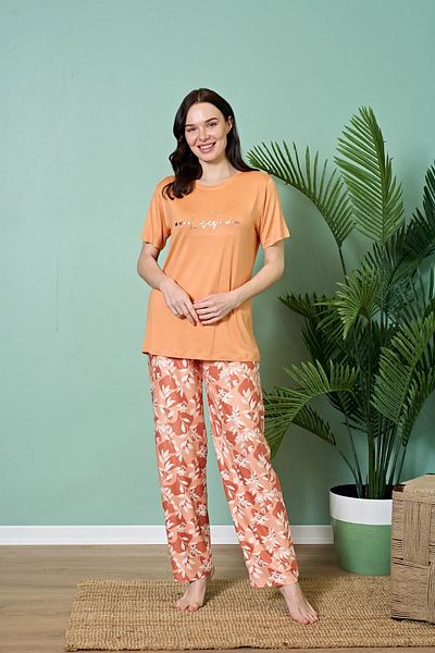 Over Sleep by Poleren Anti-Pilling Anti-Wrinkle Fabric Short Sleeve Summer Women's Pajama Set