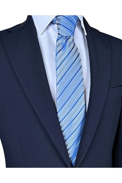 1001 Kravat Light Blue Patterned 8 cm Wide Tie