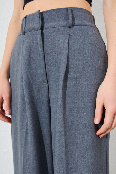 Manche Çift Fleto Poliviskon Pantolon - Orta Gri | Mks661688-01